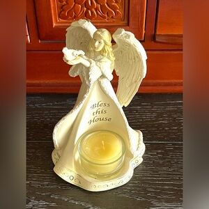 2011 Yankee Candle Angel Figurine with Candle Holder - Cream - Bless This House